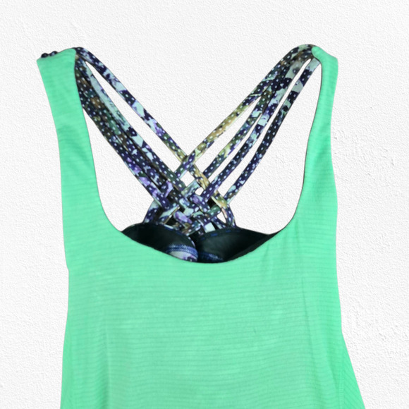 Lululemon Lime Green Wild Tank Green Strappy Open Back Active Tank Top Size 4 - Picture 4 of 7